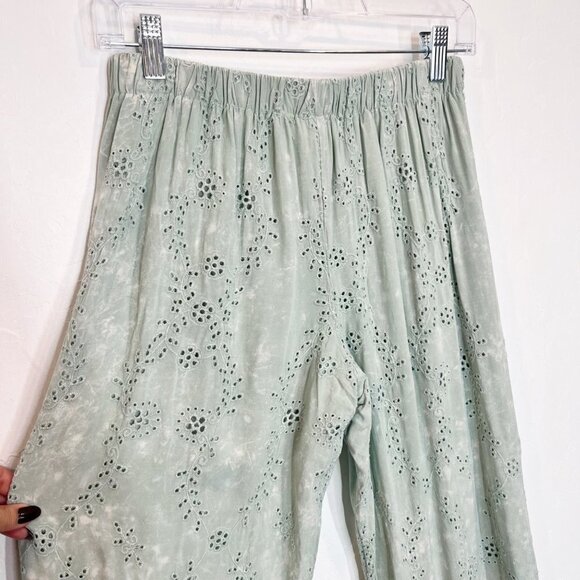 Young Fabulous & Broke Geneva Eyelet split wide leg pants Size XS Embroidered - Picture 10 of 12
